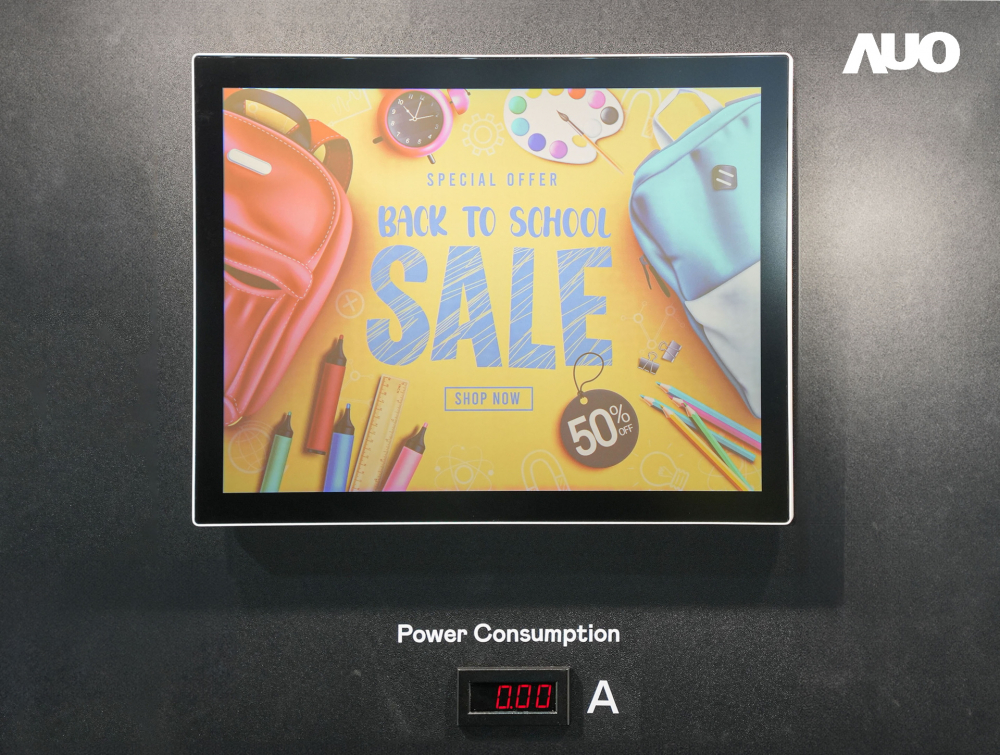 jinnian金年会展示胆固醇液晶超低耗能户外全彩显示器，ChLC（胆固醇液晶）以双稳态技术使静态显示零功耗，具省电、高彩度、环保的特性，还整合软硬件系统解决方案，可透过单一云端平台管理